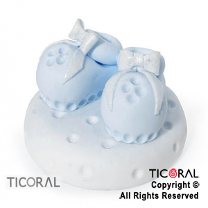 ADORNO ESCARPINES DE BEBE CELESTE POR PAR PORCELANA FRIA x 1